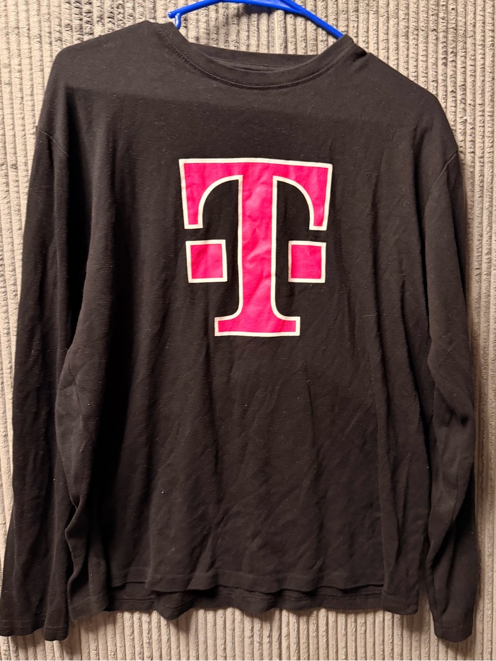 T-Mobile Men’s Black Long Sleeve Tee with Pink Logo